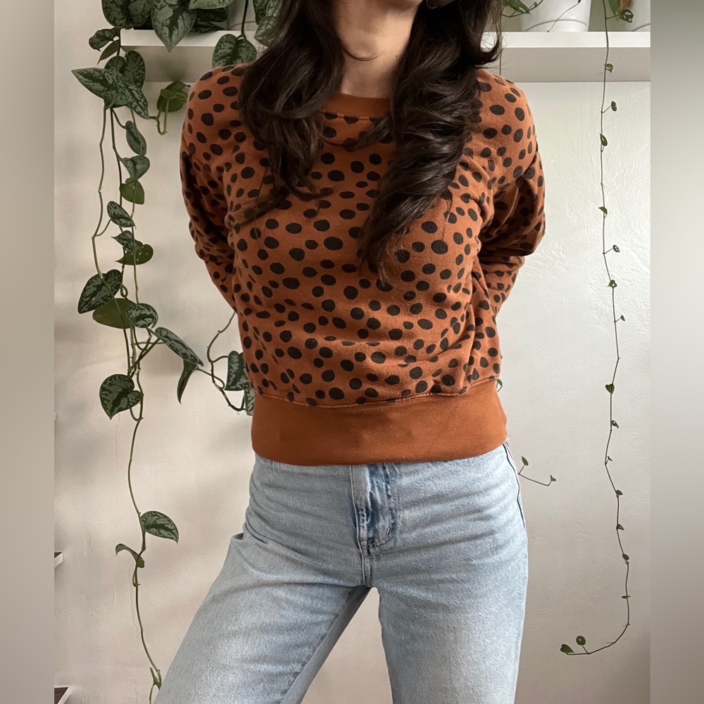 Madewell black and brown polka dot sweatshirt